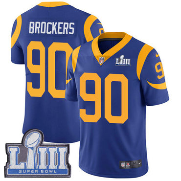 Youth Los Angeles Rams #90 Michael Brockers Royal Blue Nike NFL Alternate Vapor Untouchable Super Bowl LIII Bound Limited Jersey