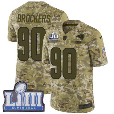 Youth Los Angeles Rams #90 Michael Brockers Camo Nike NFL 2018 Salute to Service Super Bowl LIII Bound Limited Jersey