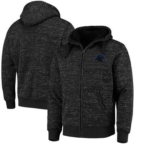 Men's Carolina Panthers G-III Sports by Carl Banks Heathered Black Discovery Sherpa Full-Zip Jacket