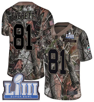 #81 Limited Gerald Everett Camo Nike NFL Men's Jersey Los Angeles Rams Rush Realtree Super Bowl LIII Bound