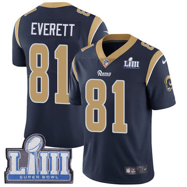 #81 Limited Gerald Everett Navy Blue Nike NFL Home Men's Jersey Los Angeles Rams Vapor Untouchable Super Bowl LIII Bound