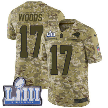 #17 Limited Robert Woods Camo Nike NFL Men's Jersey Los Angeles Rams 2018 Salute to Service Super Bowl LIII Bound