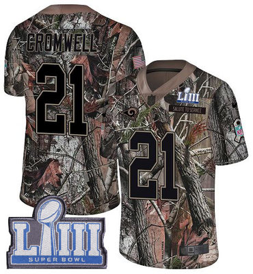 #21 Limited Nolan Cromwell Camo Nike NFL Men's Jersey Los Angeles Rams Rush Realtree Super Bowl LIII Bound