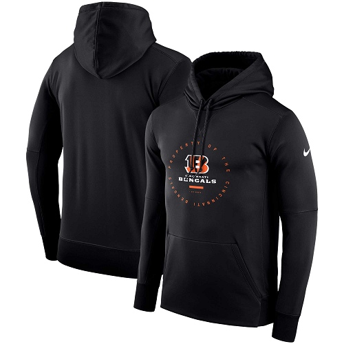 Men's Cincinnati Bengals Nike Black Sideline Property Of Wordmark Logo Performance Pullover Hoodie