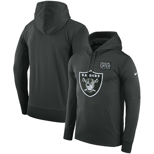 Men's Oakland Raiders Nike Anthracite Crucial Catch Performance Pullover Hoodie