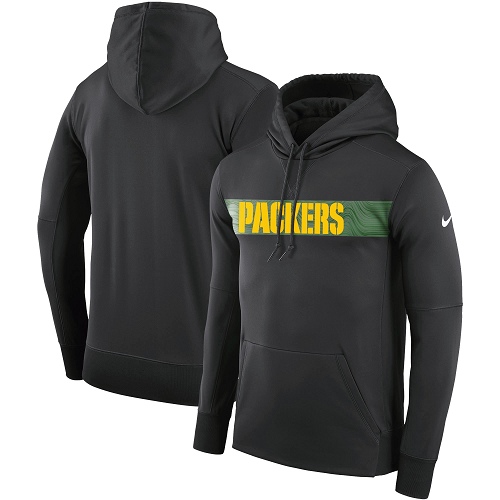 Men's Green Bay Packers Nike Charcoal Sideline Team Performance Pullover Hoodie