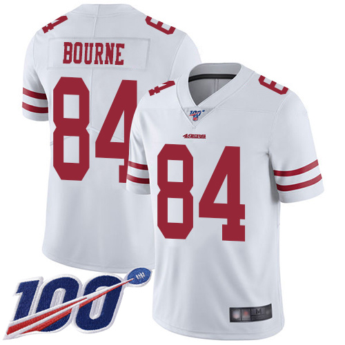 San Francisco 49ers Youth #84 Kendrick Bourne White Limited Road 100th Season Vapor Untouchable Jersey