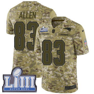 #83 Limited Dwayne Allen Camo Nike NFL Youth Jersey New England Patriots 2018 Salute to Service Super Bowl LIII Bound