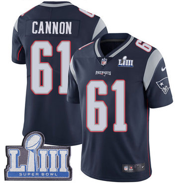 #61 Limited Marcus Cannon Navy Blue Nike NFL Home Youth Jersey New England Patriots Vapor Untouchable Super Bowl LIII Bound