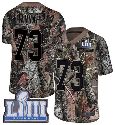 #73 Limited John Hannah Camo Nike NFL Youth Jersey New England Patriots Rush Realtree Super Bowl LIII Bound