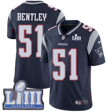 #51 Limited Ja'Whaun Bentley Navy Blue Nike NFL Home Youth Jersey New England Patriots Vapor Untouchable Super Bowl LIII Bound