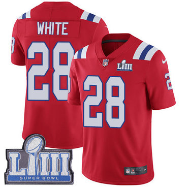 #28 Limited James White Red Nike NFL Alternate Youth Jersey New England Patriots Vapor Untouchable Super Bowl LIII Bound