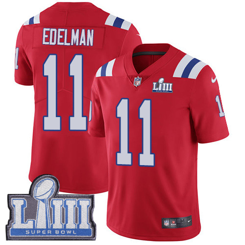 Youth New England Patriots #11 Julian Edelman Red Nike NFL Alternate Vapor Untouchable Super Bowl LIII Bound Limited Jersey