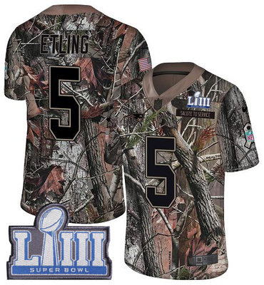 #5 Limited Danny Etling Camo Nike NFL Youth Jersey New England Patriots Rush Realtree Super Bowl LIII Bound