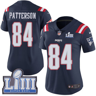 #84 Limited Cordarrelle Patterson Navy Blue Nike NFL Women's Jersey New England Patriots Rush Vapor Untouchable Super Bowl LIII Bound