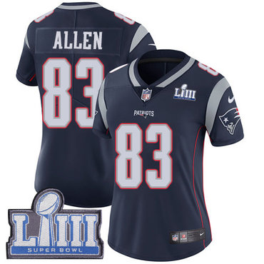 #83 Limited Dwayne Allen Navy Blue Nike NFL Home Women's Jersey New England Patriots Vapor Untouchable Super Bowl LIII Bound