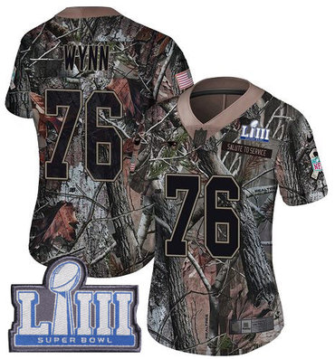 #76 Limited Isaiah Wynn Camo Nike NFL Women's Jersey New England Patriots Rush Realtree Super Bowl LIII Bound