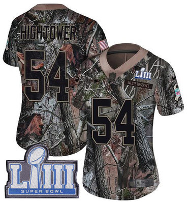 #54 Limited Dont'a Hightower Camo Nike NFL Women's Jersey New England Patriots Rush Realtree Super Bowl LIII Bound