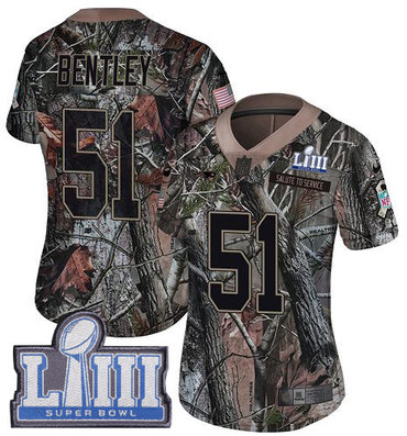 #51 Limited Ja'Whaun Bentley Camo Nike NFL Women's Jersey New England Patriots Rush Realtree Super Bowl LIII Bound