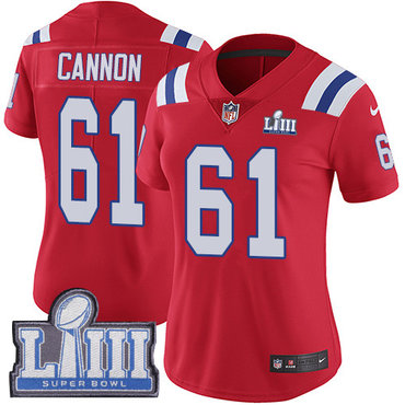 #61 Limited Marcus Cannon Red Nike NFL Alternate Women's Jersey New England Patriots Vapor Untouchable Super Bowl LIII Bound