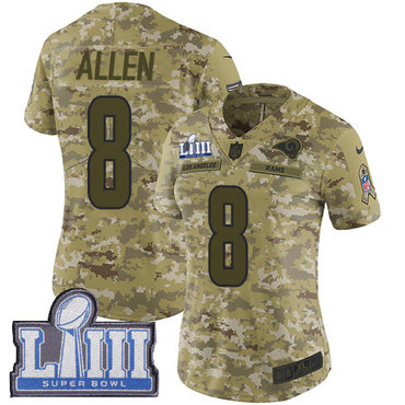 #8 Limited Brandon Allen Camo Nike NFL Women's Jersey Los Angeles Rams 2018 Salute to Service Super Bowl LIII Bound