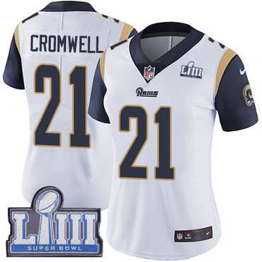 #21 Limited Nolan Cromwell White Nike NFL Road Women's Jersey Los Angeles Rams Vapor Untouchable Super Bowl LIII Bound