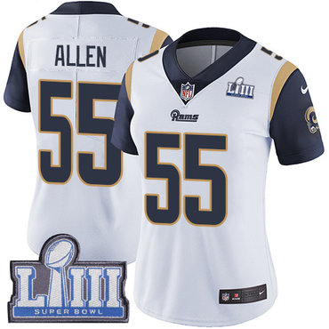 #55 Limited Brian Allen White Nike NFL Road Women's Jersey Los Angeles Rams Vapor Untouchable Super Bowl LIII Bound