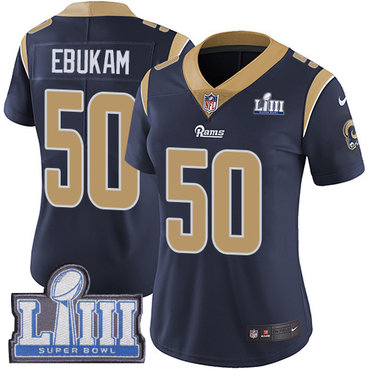 #50 Limited Samson Ebukam Navy Blue Nike NFL Home Women's Jersey Los Angeles Rams Vapor Untouchable Super Bowl LIII Bound