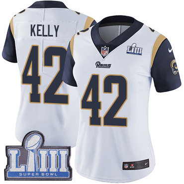 #42 Limited John Kelly White Nike NFL Road Women's Jersey Los Angeles Rams Vapor Untouchable Super Bowl LIII Bound