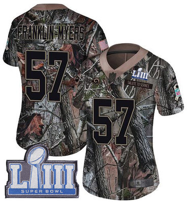 #57 Limited John Franklin-Myers Camo Nike NFL Women's Jersey Los Angeles Rams Rush Realtree Super Bowl LIII Bound