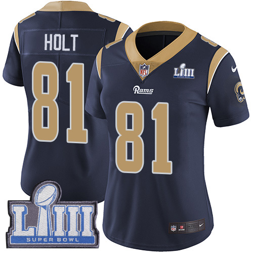 #81 Limited Torry Holt Navy Blue Nike NFL Home Women's Jersey Los Angeles Rams Vapor Untouchable Super Bowl LIII Bound