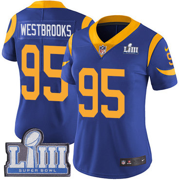 Women's Los Angeles Rams #95 Ethan Westbrooks Royal Blue Nike NFL Alternate Vapor Untouchable Super Bowl LIII Bound Limited Jersey 