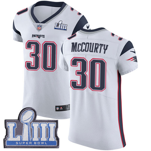 #30 Elite Jason McCourty White Nike NFL Road Men's Jersey New England Patriots Vapor Untouchable Super Bowl LIII Bound