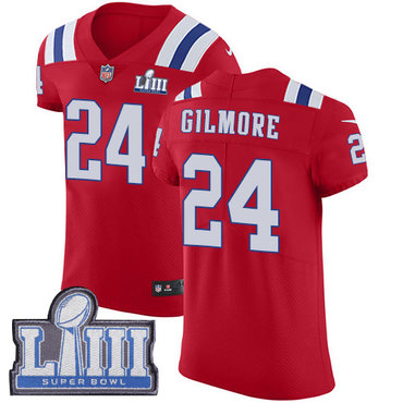 #24 Elite Stephon Gilmore Red Nike NFL Alternate Men's Jersey New England Patriots Vapor Untouchable Super Bowl LIII Bound