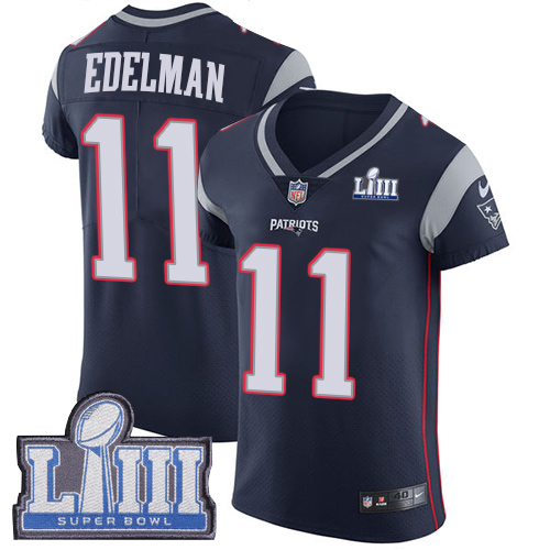 Men's New England Patriots #11 Julian Edelman Navy Blue Nike NFL Home Vapor Untouchable Super Bowl LIII Bound Elite Jersey