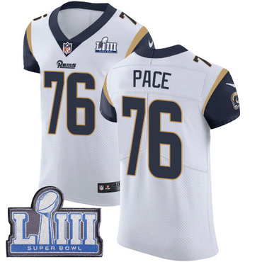 #76 Elite Orlando Pace White Nike NFL Road Men's Jersey Los Angeles Rams Vapor Untouchable Super Bowl LIII Bound