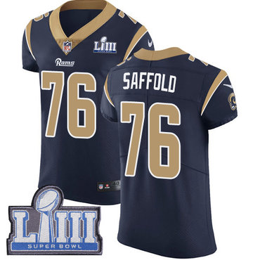 #76 Elite Rodger Saffold Navy Blue Nike NFL Home Men's Jersey Los Angeles Rams Vapor Untouchable Super Bowl LIII Bound