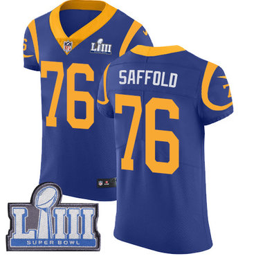 #76 Elite Rodger Saffold Royal Blue Nike NFL Alternate Men's Jersey Los Angeles Rams Vapor Untouchable Super Bowl LIII Bound