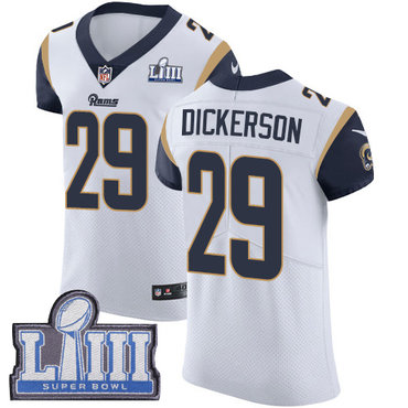 #29 Elite Eric Dickerson White Nike NFL Road Men's Jersey Los Angeles Rams Vapor Untouchable Super Bowl LIII Bound