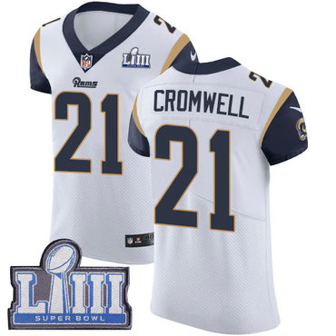 #21 Elite Nolan Cromwell White Nike NFL Road Men's Jersey Los Angeles Rams Vapor Untouchable Super Bowl LIII Bound