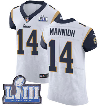 Men's Los Angeles Rams #14 Sean Mannion White Nike NFL Road Vapor Untouchable Super Bowl LIII Bound Elite Jersey