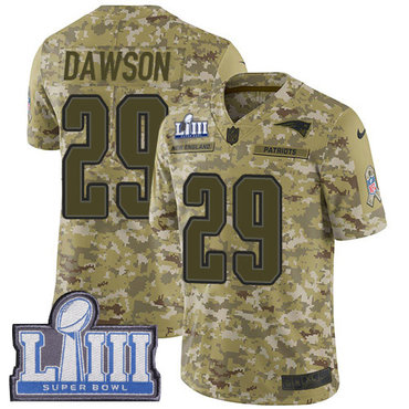 #29 Limited Duke Dawson Camo Nike NFL Men's Jersey New England Patriots 2018 Salute to Service Super Bowl LIII Bound