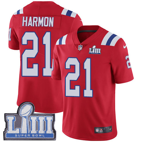 Men's New England Patriots #21 Duron Harmon Red Nike NFL Alternate Vapor Untouchable Super Bowl LIII Bound Limited Jersey