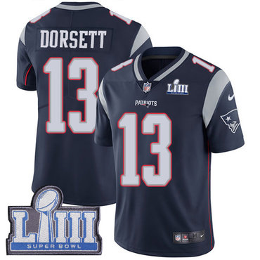 Men's New England Patriots #13 Phillip Dorsett Navy Blue Nike NFL Home Vapor Untouchable Super Bowl LIII Bound Limited Jersey