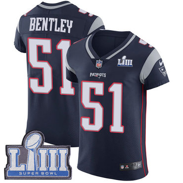 #51 Elite Ja'Whaun Bentley Navy Blue Nike NFL Home Men's Jersey New England Patriots Vapor Untouchable Super Bowl LIII Bound