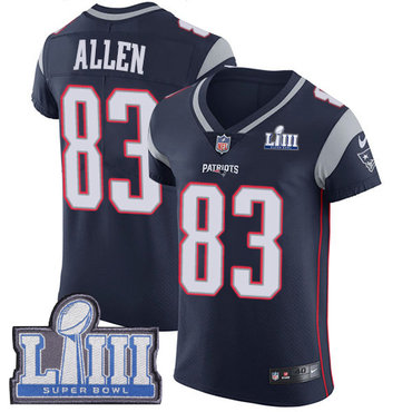 #83 Elite Dwayne Allen Navy Blue Nike NFL Home Men's Jersey New England Patriots Vapor Untouchable Super Bowl LIII Bound