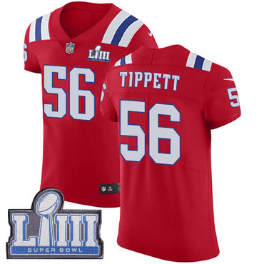 #56 Elite Andre Tippett Red Nike NFL Alternate Men's Jersey New England Patriots Vapor Untouchable Super Bowl LIII Bound