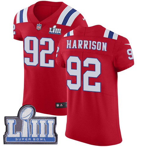 #92 Elite James Harrison Red Nike NFL Alternate Men's Jersey New England Patriots Vapor Untouchable Super Bowl LIII Bound