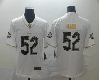 Men's Chicago Bears #52 Khalil Mack White 100th Season Golden Edition Jersey