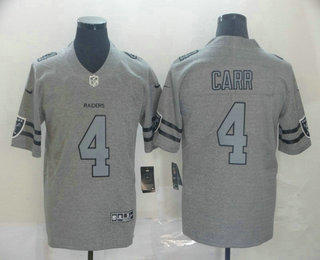 Men's Oakland Raiders #4 Derek Carr 2019 Gray Gridiron Vapor Untouchable Stitched NFL Nike Limited Jersey